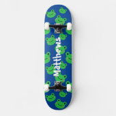 Kikker patroonblauw skateboard (Voorkant)