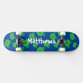 Kikker patroonblauw skateboard (Horizontaal)