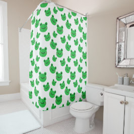 Kikker Pattern Green and White Shower Curtain Douchegordijn