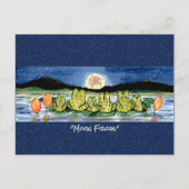 Kikker Pond Moon Whimsical Waterverf Briefkaart (Voorkant)