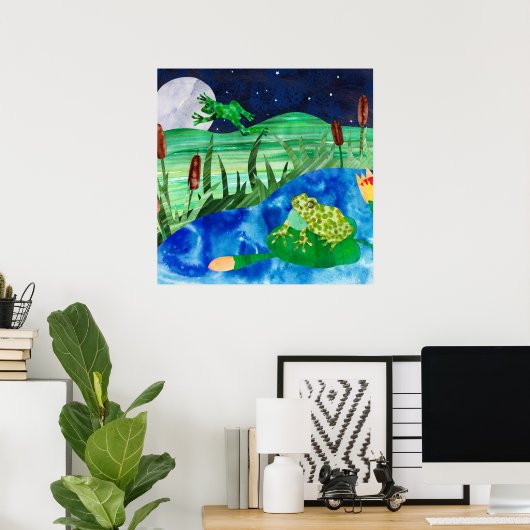 Kikker Pond Night Sangen Poster (Thuiskantoor)