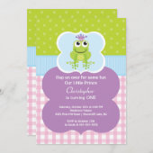 Kikker Prince Birthday Party Invitation Kaart (Voorkant / Achterkant)
