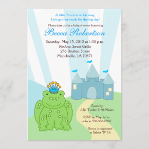 Kikker PRINCE Castle Baby shower 5x7 Uitnodiging