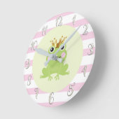 Kikker Prince Gold Crown Cute Whimsical Nursery Pi Ronde Klok (Hoek)