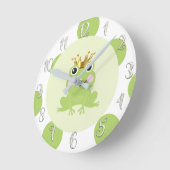 Kikker Prince Gold Crown Cute Whimsical Nursery Ronde Klok (Hoek)