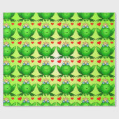 Kikker Prince Hearts Cheerful Cartoon Green Cadeaupapier (Vlak)