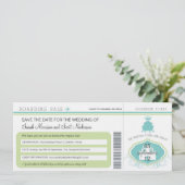 Kikker Prince Save the Date Boarding Pass (Staand voorkant)