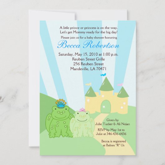 Kikker Princess 5x7 Baby shower Uitnodiging (Voorkant)