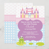 Kikker Princess Birthday Party Invitation Kaart (Voorkant / Achterkant)