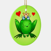 Kikker Princess Cartoon Kikkers Harts Green Keramisch Ornament (Rechts)