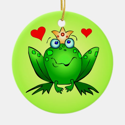 Kikker Princess Cartoon Kikkers Harts Green Keramisch Ornament (Voorkant)