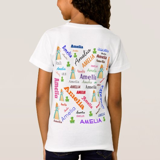 Kikker Princess Fairy Tale Word Cloud Name Collage T-shirt (Achterkant)