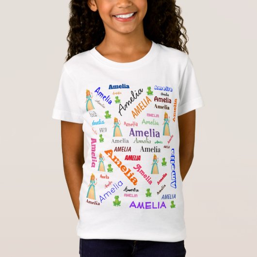 Kikker Princess Fairy Tale Word Cloud Name Collage T-shirt (Voorkant)