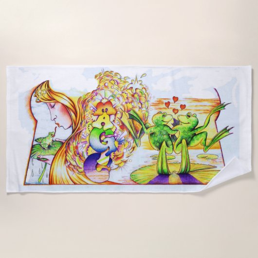 Kikker Princess Fantasy Beach Towel Strandlaken (Voorkant)