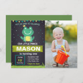 Kikker Prins Birthday Uitnodiging met afbeelding (Voorkant / Achterkant)