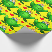 Kikker Prins Cute Cartoon Kikker Cheerful Yellow Cadeaupapier (Hoek)