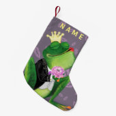 Kikker Prins Grappig Kerst Stocking Custom Name Kleine Kerstsok (Voorkant (Hangend))