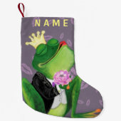 Kikker Prins Grappig Kerst Stocking Custom Name Kleine Kerstsok (Voorkant)
