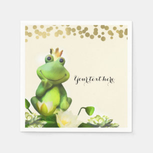 Kikker Prins Groene & Gouden Baby Shower Aangepast Servetten
