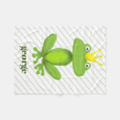 Kikker Prins Groene Gouden Kroon Aangepaste Naam C Fleece Deken (Voorkant (Horizontaal))