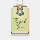 Kikker Prins in Gouden Kroon Baby Douche Uitnodigi Cadeaulabel (Voorkant)