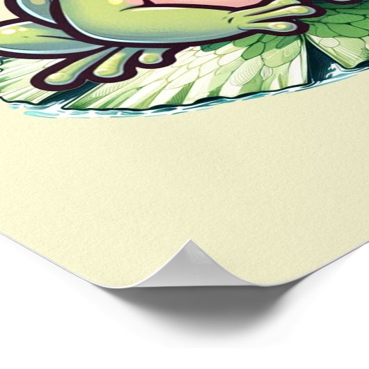 Kikker Prins in Gouden Kroon Sprookje Kwekerij Kam Poster (Hoek)