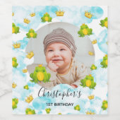 Kikker Prins Kids Verjaardagsfeestje Wijn Etiket (Enkel label)