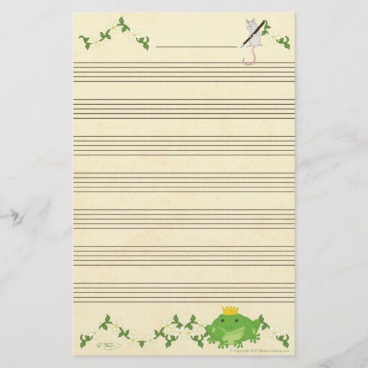 Kikker Prins & Muis Muziek Manuscript Paper Briefpapier (Voorkant)
