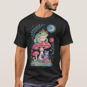 Kikker Prinses Kat Meisje Paddenstoelen Maan Fairy T-shirt