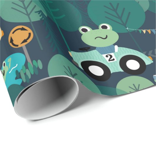 Kikker-rantsoenchauffeurs Kinder Cadeaupapier (Rol Hoek)