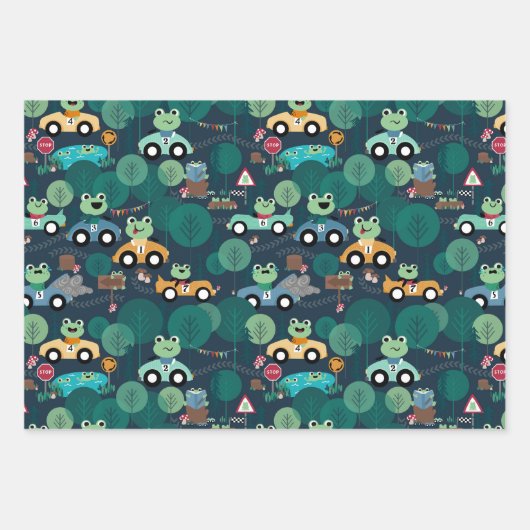 Kikker-rantsoenchauffeurs Kinder Inpakpapier Vel (Voorkant 2)