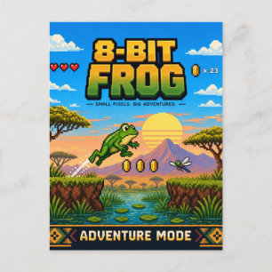 Kikker, Retro 8-Bit Pixel Art Briefkaart