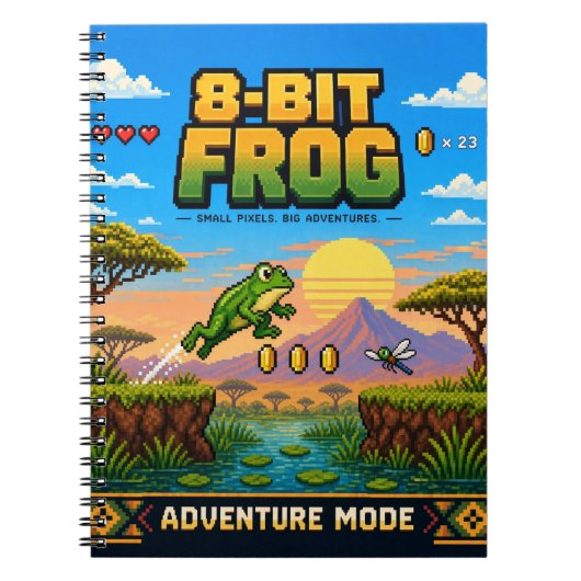 Kikker, Retro 8-Bit Pixelkunst Notitieboek (Voorkant)