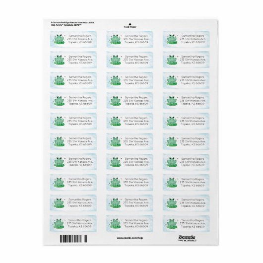 Kikker Return Address Labels (Full Sheet)