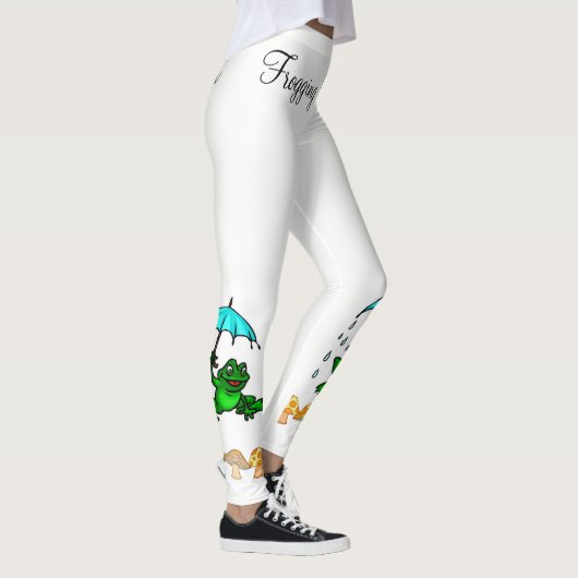 Kikker Ribbit paddenstoel Witte Leggings (Rechts)