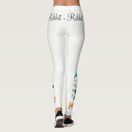Kikker Ribbit paddenstoel Witte Leggings (Achterkant)