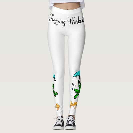 Kikker Ribbit paddenstoel Witte Leggings (Voorkant)
