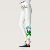 Kikker Ribbit paddenstoel Witte Leggings (Links)