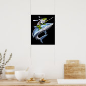 Kikker Samurai Ninja Riding Shark Poster (Keuken)