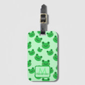 Kikker Schattige Patroon Groen Kind Bagagelabel (Voorkant (verticaal))