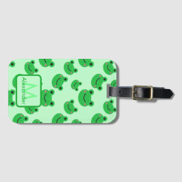 Kikker Schattige Patroon Groen Kind Bagagelabel