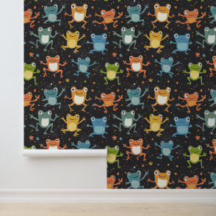 Kikker Schattigee Froggy Pattern Krijt Tekening Behang