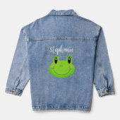Kikker Schattigee Grappige Groene Cartoon Denim Jacket (Achterkant)