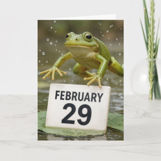 Kikker Schrikkeljaar Verjaardag Kaart (Voorkant)