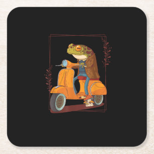 Kikker Scooter Paddenstoel Goblincore Academie Kartonnen Onderzetters
