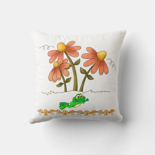 Kikker Sierkussen van paddenstoelen (Achterkant)