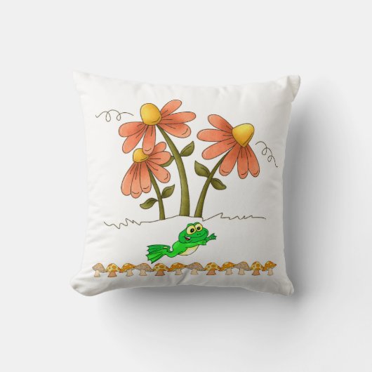 Kikker Sierkussen van paddenstoelen (Voorkant)