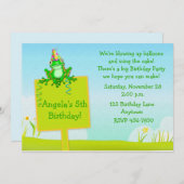 Kikker Sign Birthday Invitation Kaart (Voorkant / Achterkant)