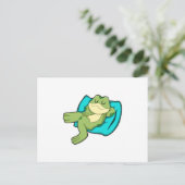 Kikker slaapt met kussen briefkaart (Staand voorkant)