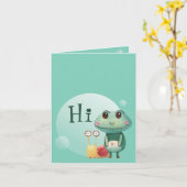 Kikker Snagelvriendelijke dieren Funny Hi-Greeting Kaart (Gele Bloem)